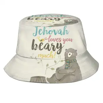 Йехова те обича Beary много корейски дами на открито слънце шапка кофа капачка Йехова те обича Beary много Jw изкуства и занаяти Jenielson