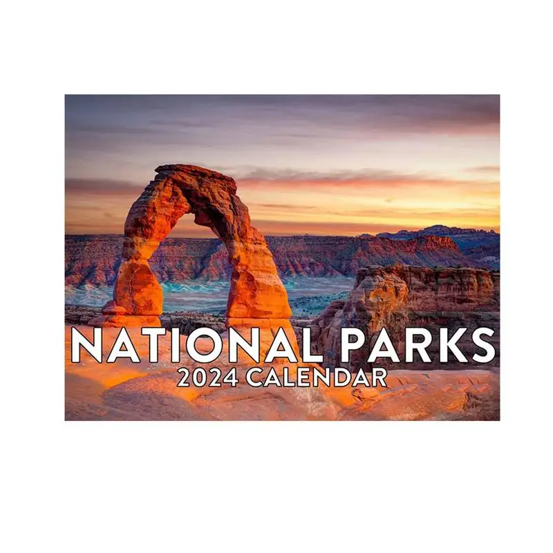 12-месечен природен календар 2024 Национални паркове Стенен календар Подаръци Месечен стенен календар с красиви живописни снимки на Америка0