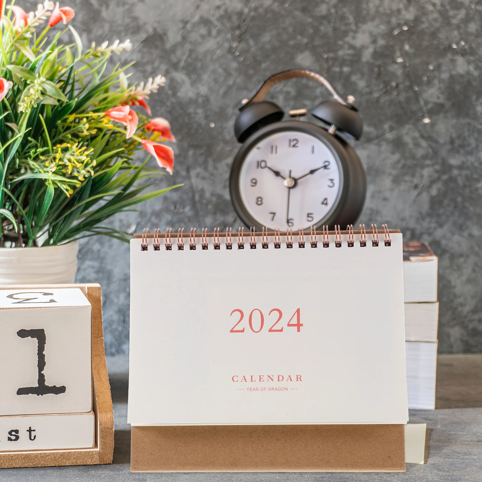 2024 Блок на календара на бюрото Корейска версия Хартия Малък стоящ Flip Office Desktop0