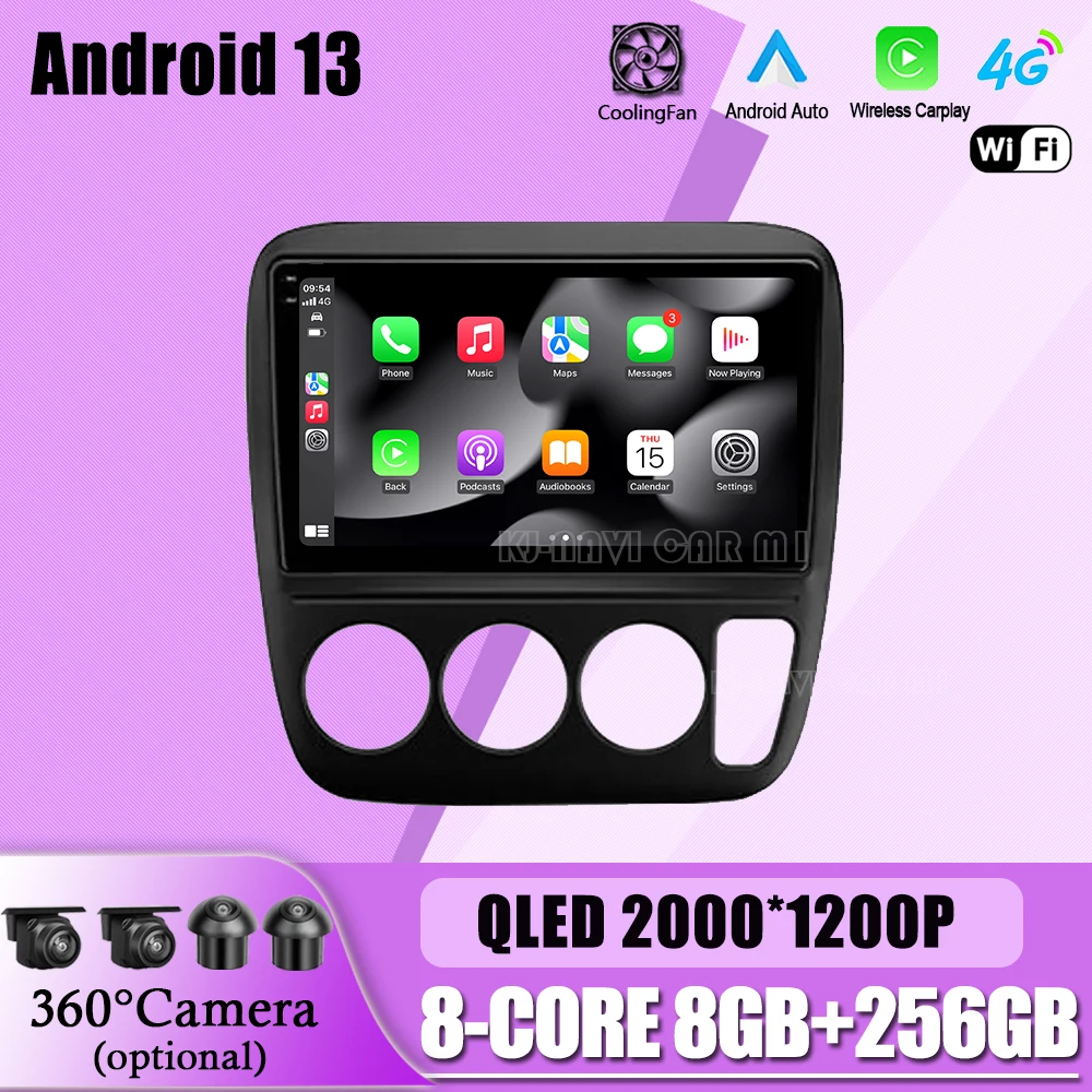 9inch Android 13 За Honda CR-V CRV 1995 - 2001 Автомобилна интелигентна система Радио Мултимедиен плейър Навигация GPS Carplay 4G WIFI0