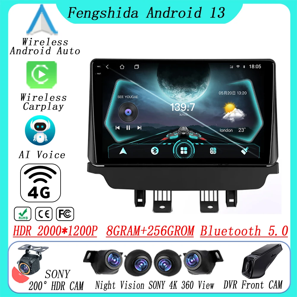 Android Auto За Mazda CX-3 DK 4G 2 DJ 2014 - 2023 QLED стерео кола радио 5G CPU навигация BT мултимедиен плейър WIFI No 2din DVD0