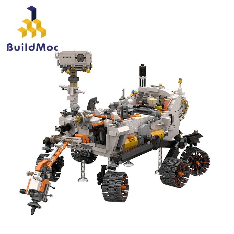 BuildMoc 2023 Ново постоянство Марс Роувър градивни блокове Комплект Америка Космически изследвания Тухли Идея играчки Детски подаръци за рожден ден0