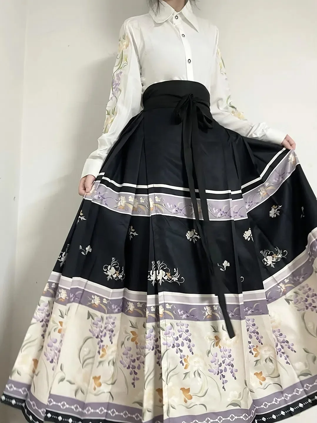 Ma Mian пола ханфу дамска бродирана риза отпечатана ежедневно есенен костюм Хан елемент оригинална ханфу дамска рокля0