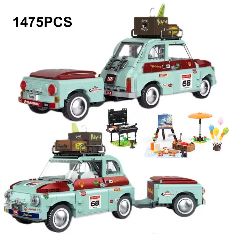 Moc Creative Ideal High-Technical Tourist Picnic Cars Trailer Tractor Building Blocks Транспортни играчки за деца Момче Коледен подарък0