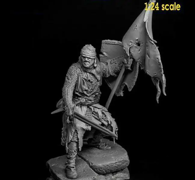 Нов Несглобен 1/24 75мм древен воин с голяма основа Смола фигура небоядисани модел комплект0