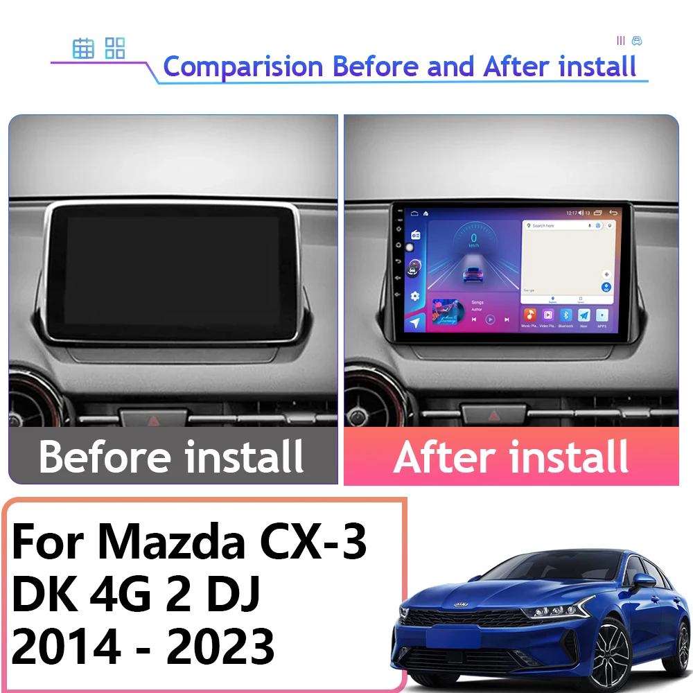 Android Auto За Mazda CX-3 DK 4G 2 DJ 2014 - 2023 QLED стерео кола радио 5G CPU навигация BT мултимедиен плейър WIFI No 2din DVD1