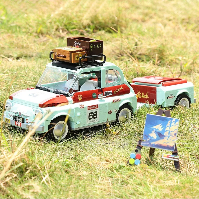 Moc Creative Ideal High-Technical Tourist Picnic Cars Trailer Tractor Building Blocks Транспортни играчки за деца Момче Коледен подарък1