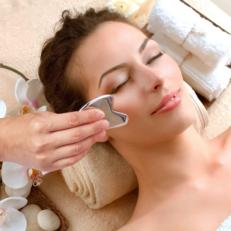 Неръждаема стомана остъргване съвет лицева акупунктура масаж красота бръчки отстраняване умора облекчение болка елиминиране оток1