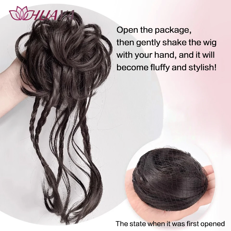 HUAYA плетена коса коса кок естествен пухкав мързелив вълнообразен Chignon коса артефакт плитка цвете главата плитка перука коса пръстен2