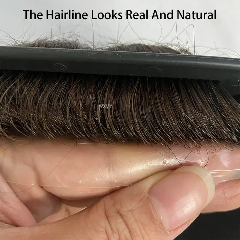 Мъжки перуки дишаща френска дантела & PU мъжка коса протеза естествени Remy човешки парчета коса мъже перука системи единица Toupee за мъже2
