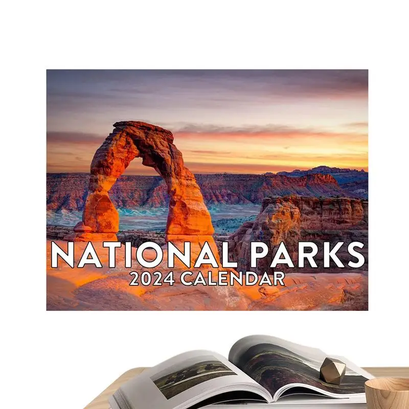 12-месечен природен календар 2024 Национални паркове Стенен календар Подаръци Месечен стенен календар с красиви живописни снимки на Америка3