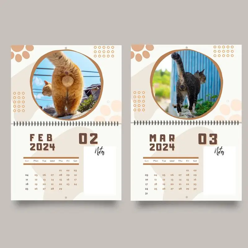 Cat топка календар Смешни котки календар дебела хартия месечен котка стена календар сладък котка задници календар за дома Офис & училище3