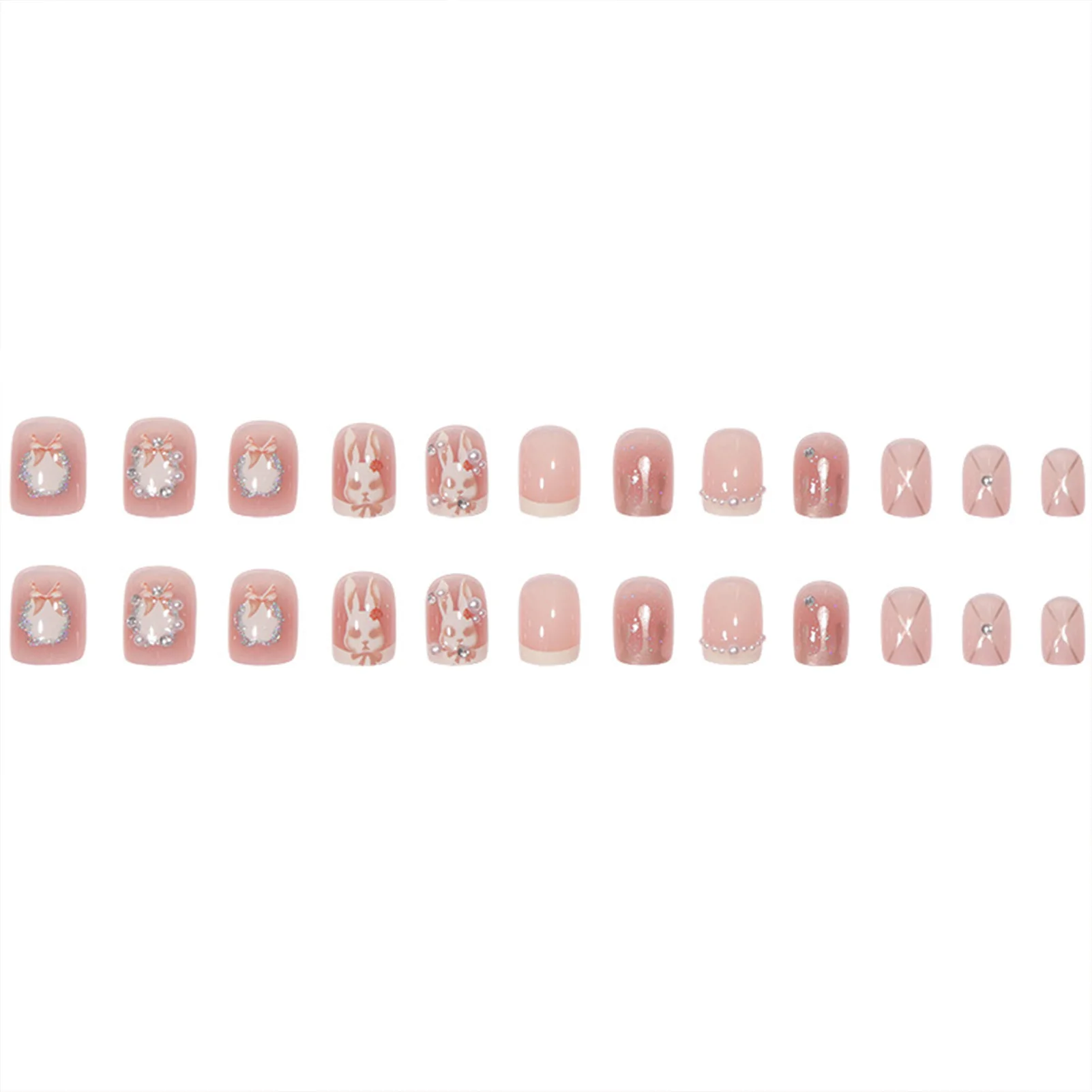 Кратко лепило върху ноктите комплект розов гел за нокти Заек изкуствен пръст маникюр за DIY у дома маникюр комплект3