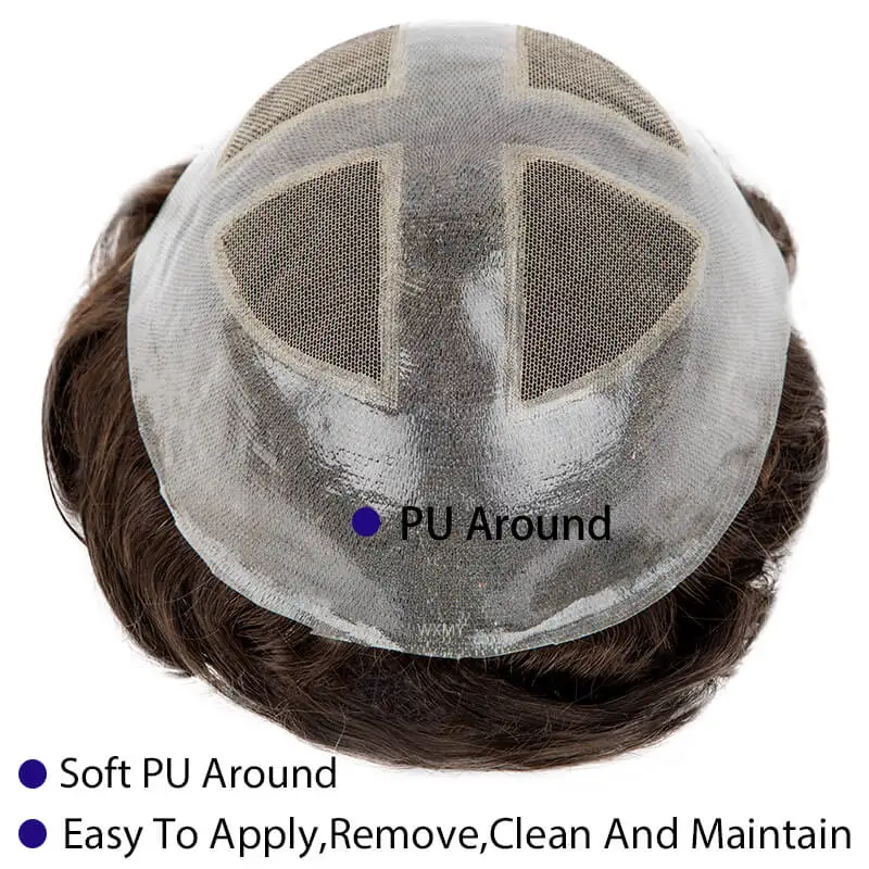Мъжки перуки дишаща френска дантела & PU мъжка коса протеза естествени Remy човешки парчета коса мъже перука системи единица Toupee за мъже3