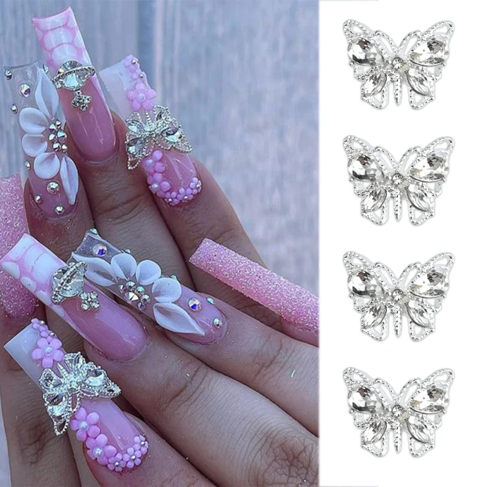 10Pcs пеперуда нокти изкуство декорации 11-12mm магически кристали метални нокти сексапил части 3D пеперуди диамант маникюр аксесоари!4