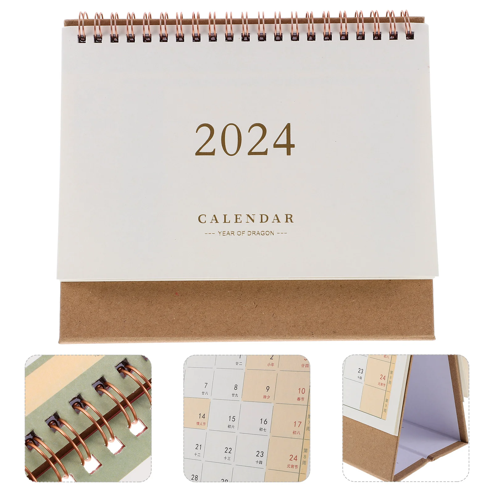 2024 Блок на календара на бюрото Корейска версия Хартия Малък стоящ Flip Office Desktop5