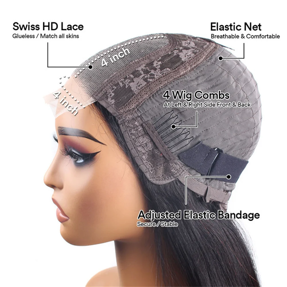 Loose Deep Wave 4x4 HD дантела отпред перука за човешка коса бразилски за жени къдрава вода вълна перуки човешка коса без лепило перука5