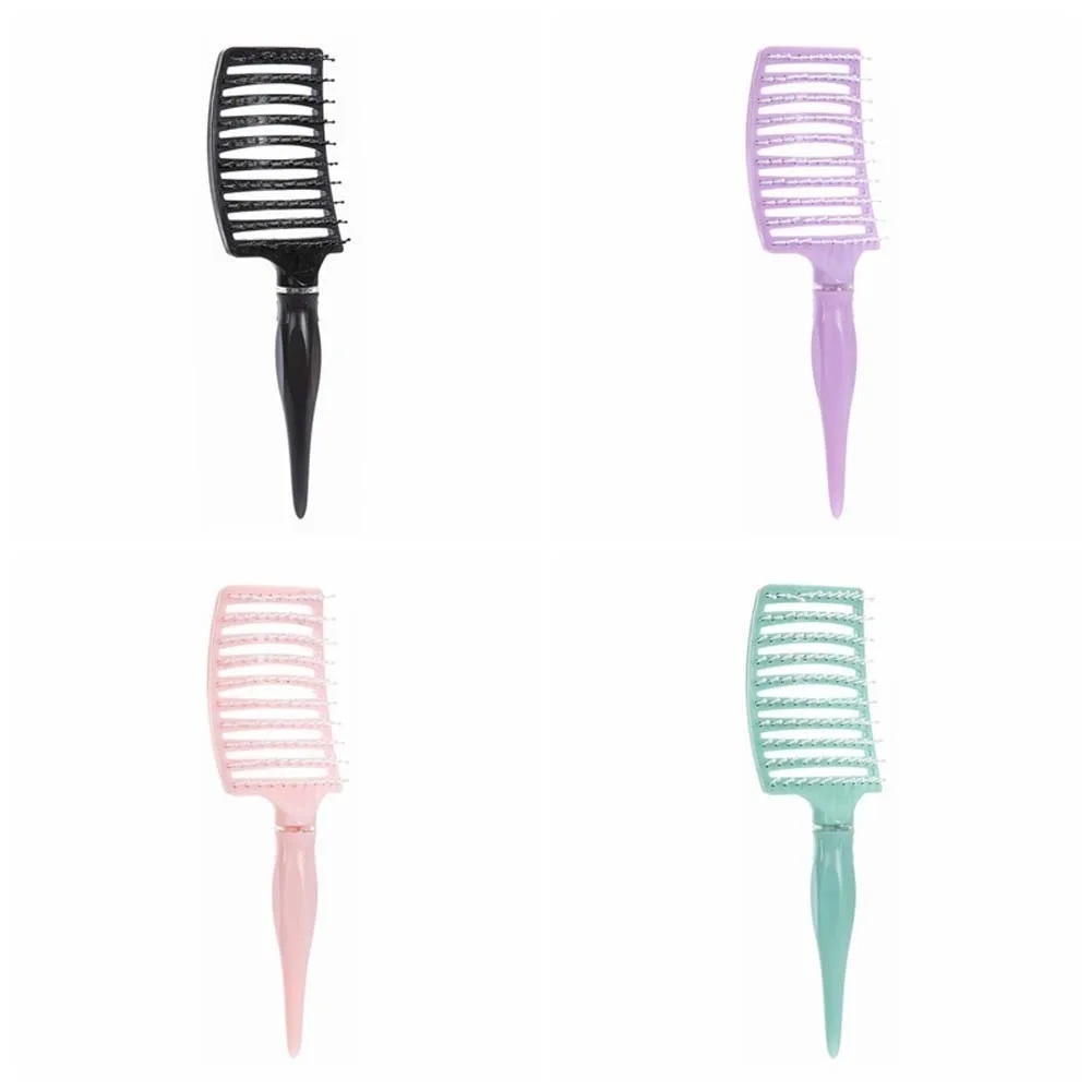Portable цветни широки зъби заострени ребро гребен момичета масаж коса четка мокро сухо използване Macaron цвят въздушна възглавница гребен5