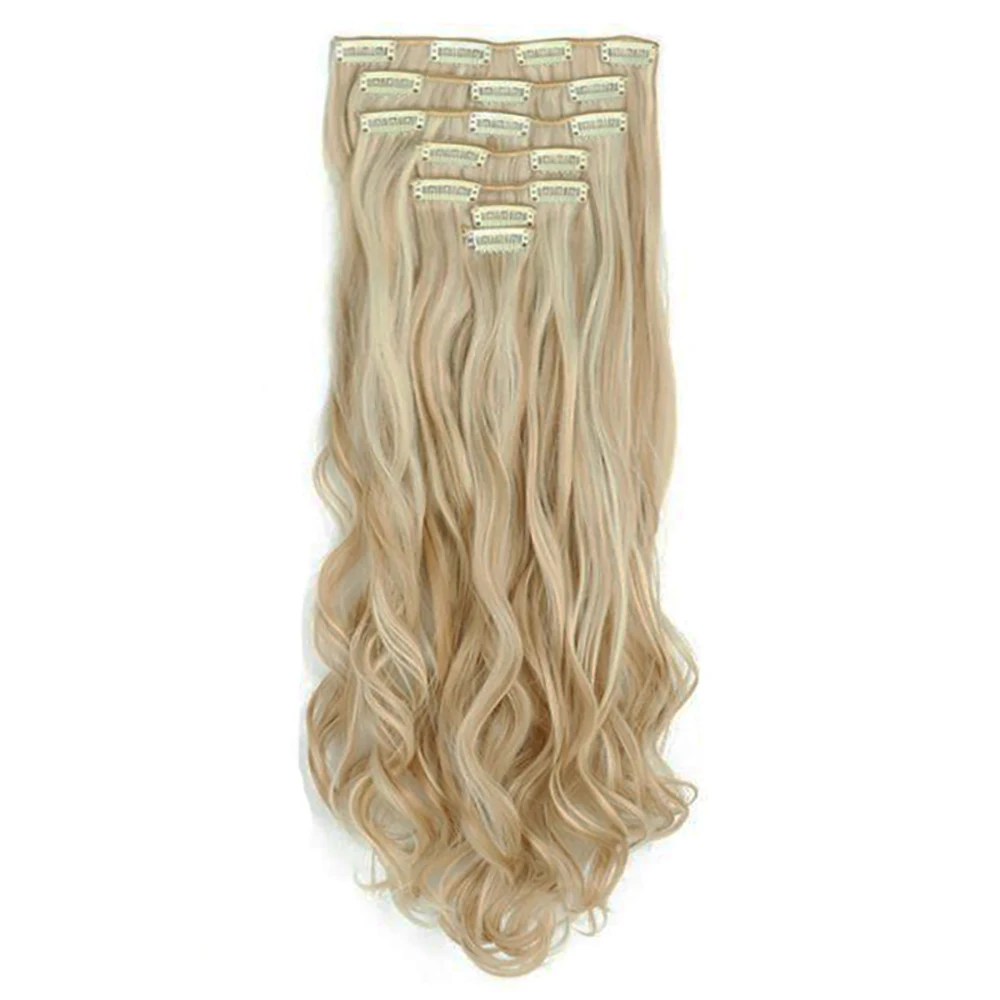 Soowee къдрава синтетична щипка за коса в разширения за коса Пълна глава коса парчета за жени Postiche естествена коса 613 блондинка5