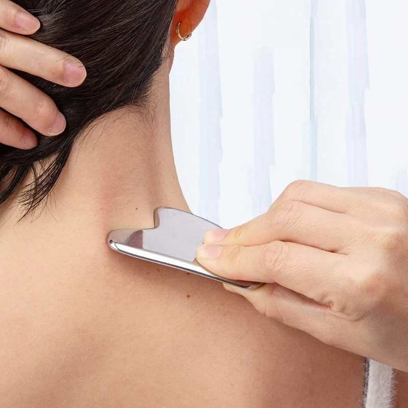 Неръждаема стомана остъргване съвет лицева акупунктура масаж красота бръчки отстраняване умора облекчение болка елиминиране оток5