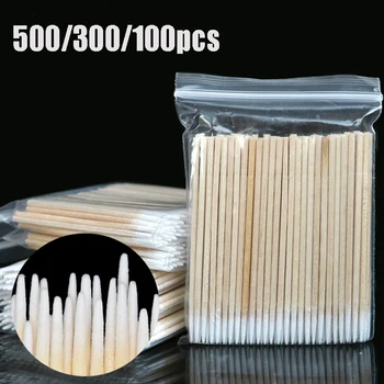1-500pcs За еднократна употреба ултра-малък памучен тампон мъх безплатно микро четки дърво памучни пъпки тампони мигли разширение лепило премахване инструменти