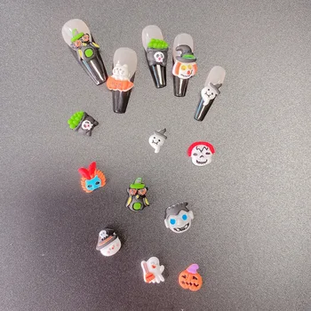 10бр/лот Нови забавни и страшни аксесоари за нокти на Хелоуин Смешни аксесоари за нокти Ghost Pumpkin Nail Resin Accessories