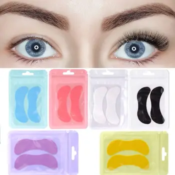 1Pair Нови силиконови подложки за очи за многократна употреба Раирана мигличка за къдрене на мигли Хидрогел стикери под очите гел стикери грим