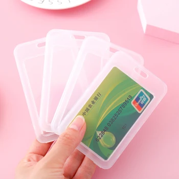 1pc Вертикален прозрачен държач за карти Удобен твърд пластмасов ID Tag Притежател на значка Pass Калъф за работна карта