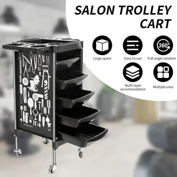 2 цветен салон Rolling Cart Фризьорски инструмент за съхранение количка 5 чекмеджета голям капацитет подвижна станция количка бръснар доставки