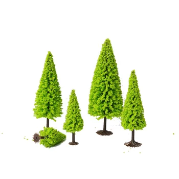 50PCS/LOT Светло зелена желязна тел Pine Миниатюрен модел Мащаб Дърво тел дървета Ho мащаб модел влак оформление