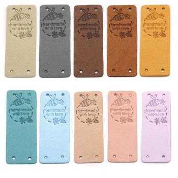 50Pcs Ръчно изработен етикет Hang Tags за ръчно изработени с любов етикети Кожени етикети за дрехи Подаръци чанти Аксесоари за шиене