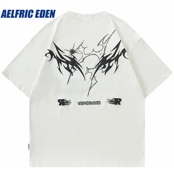 Aelfric Eden Fire Flame Естетическа графична тениска 2023 Мъжка хип-хоп тениска за улично облекло Harajuku Памучна тениска Tops Tees Oversized