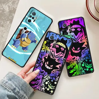 Cool Gengar Pikachu Squirtle Черни калъфи Луксозен калъф за Redmi Note 11 Pro 7 9s 8 9a 10c 12 4G K50 8t 10 9 9c Fundas Shell Cover