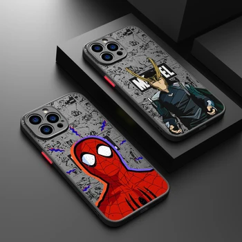Marvel Spider Man Heroes За Apple iPhone 14 13 12 11 XS Mini Pro Max 8 7 6S 6 XR X Plus Матирано полупрозрачно калъфче за телефон Fd82