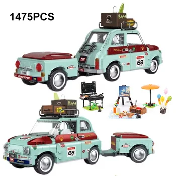 Moc Creative Ideal High-Technical Tourist Picnic Cars Trailer Tractor Building Blocks Транспортни играчки за деца Момче Коледен подарък