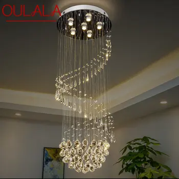OULALA Модерна кристална висяща висулка LED луксозна творческа въртяща се лампа за полилей за домашна всекидневна дуплекс вила