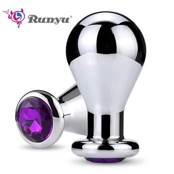 Runyu Голям анален щепсел Метално осветление Моделиране Неръждаема стомана Butt Plug Жени Мъже Анално Разширяване Дилдо Двойка Adule Toy Trainer