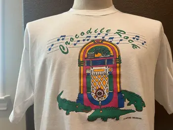 Vintage 80's Crocodille Rock Jukebox Бяла тениска размер L