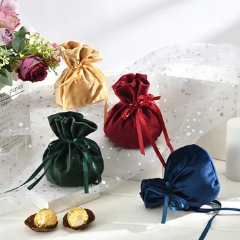 Грим чанта за съхранение Flannelette малък кадифе пакет чанта за бижута сватба бонбони коледен подарък 12 * 14 см торбичка с шнур