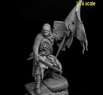 Нов Несглобен 1/24 75мм древен воин с голяма основа Смола фигура небоядисани модел комплект