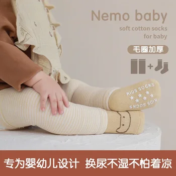 Нови бебешки чорапи над коляното есен и зима Дебели топли новородени бебета пълзящи коляно дълги крака чорапи