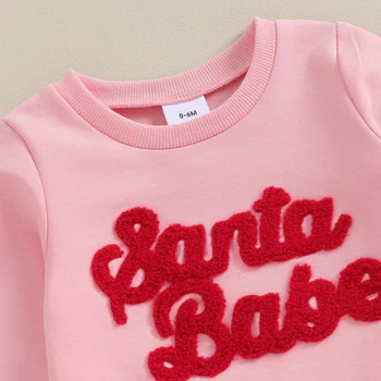 Новородено бебе момиче Коледа облекло бродерия писмо суитчър пуловер джогъри панталони малко дете есен зимни екипировки