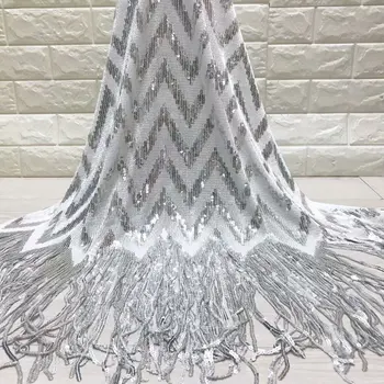 Пайети стил африкански дантела плат 2022 висококачествена дантела френски дантела плат нигерийски тюл шиене вечерна рокля MJ34831