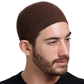 Топла шапка за мъже Турски мюсюлмански мъжки шапки за жени ислямска шапка молитва Саудитска Арабия Черно бяло сиво плетени шапки
