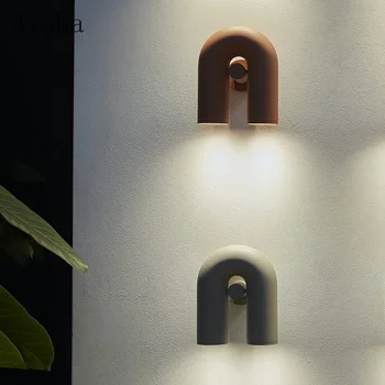 датски дизайнер U-образна стенна лампа минималистичен творчески LED спалня нощни свещи Nordic хол TV фон стена светлина