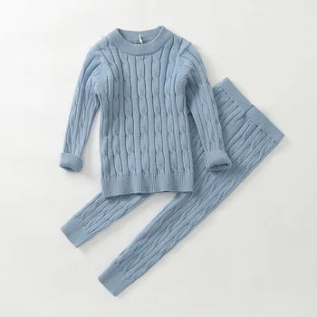 новородено бебе момиче момче плетени дрехи комплект пуловер + панталон 2бр памук бебе малко дете трикотаж пуловер облекло комплекти облекло облекло облекло 0-2Y